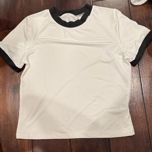 Women's Short Sleeve Contrast Ringer Tee - White/Black